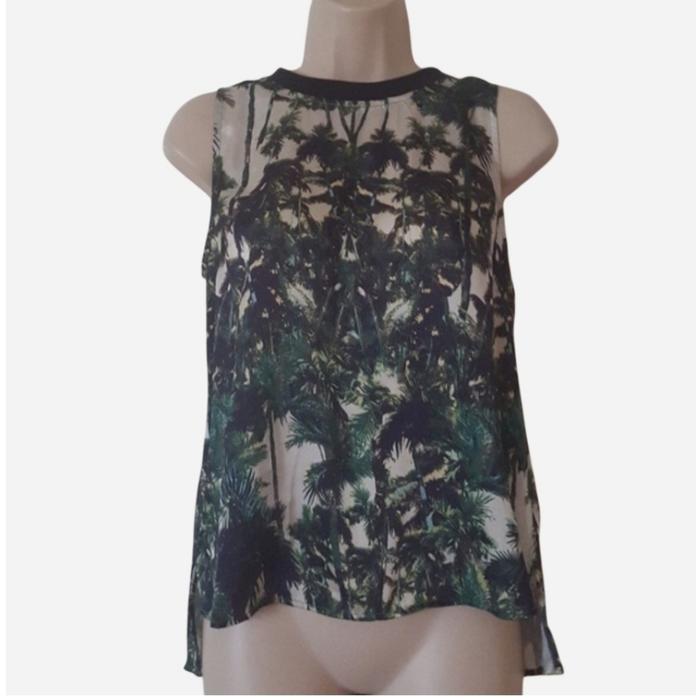 Trees Printed Sleeveless Blouse